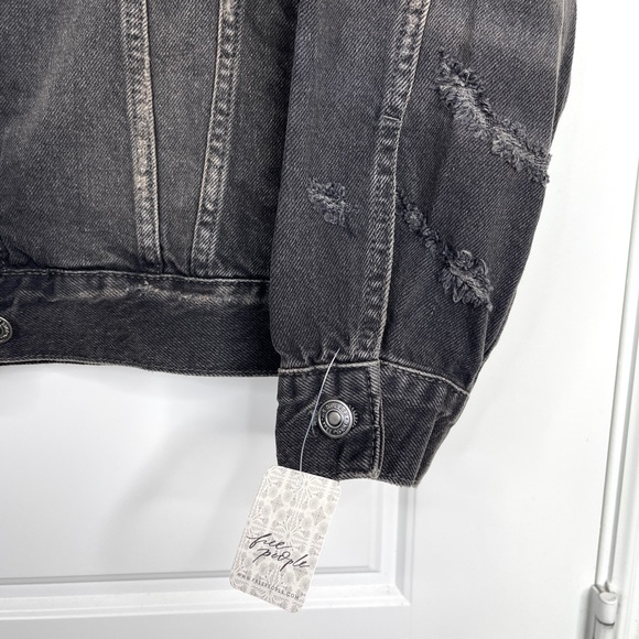 FREE PEOPLE We The Free NEW Jolene Trucker Jacket NEW Washed Black Size S - Picture 9 of 16